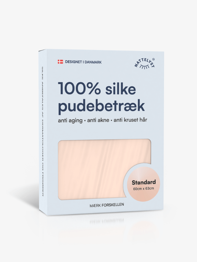 Æske med 100% silke pudebetræk i lyserosa, Standard 60x63 cm, anti-aging og anti-akne