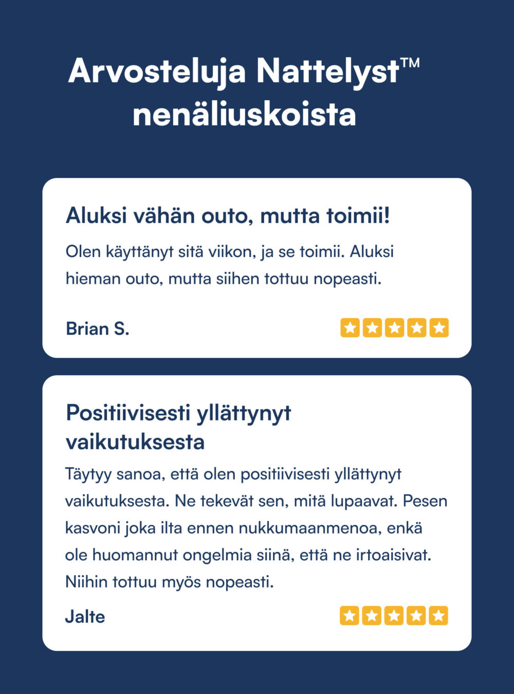 Nattelyst™ Nenäliuskat
