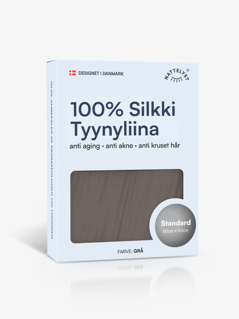 100% Mulberry Silkki Tyynyliina (OEKO-TEX) Tummanharmaa