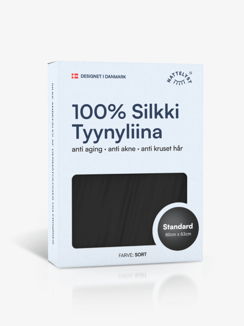 100% Mulberry Silkki Tyynyliina (OEKO-TEX) Musta