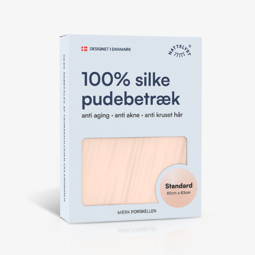 Lyseblåt æske med 100% silke pudebetræk, standard 60x63 cm, anti-aging og anti-akne