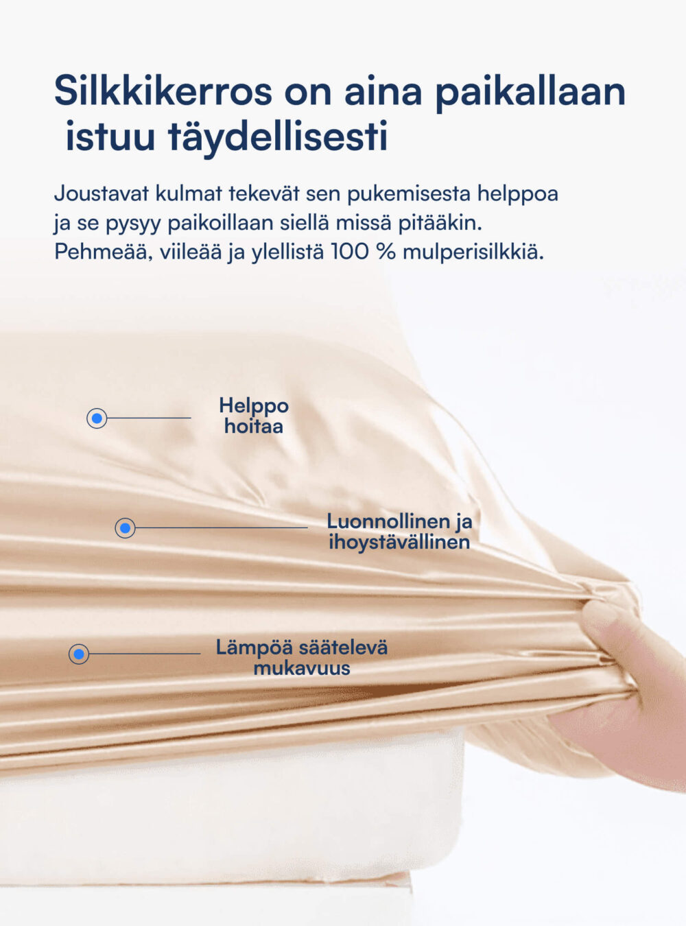100% Mulberry Silkki Aluslakana (OEKO-TEX) Beige
