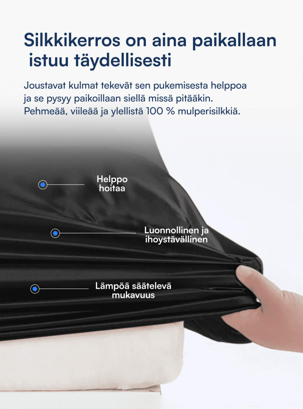 100% Mulberry Silkki Aluslakana (OEKO-TEX) Musta