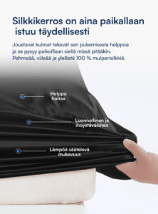 100% Mulberry Silkki Aluslakana (OEKO-TEX) Musta