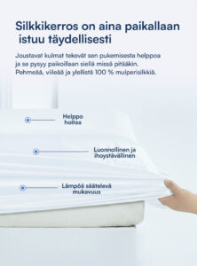 100% Mulberry Silkki Aluslakana (OEKO-TEX) Valkoinen