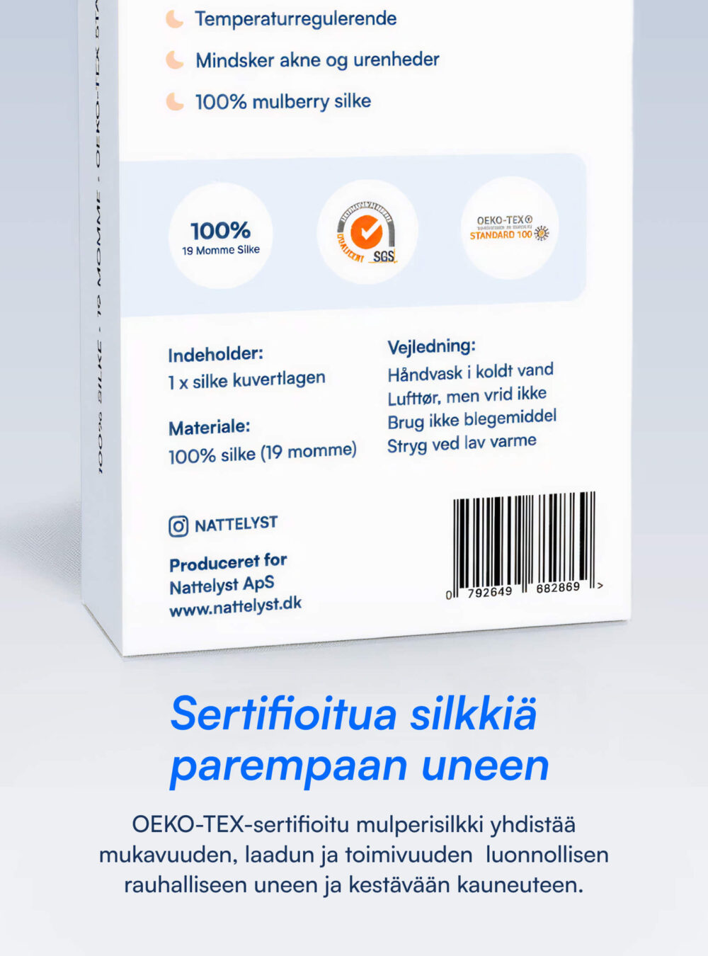 100% Mulberry Silkki Aluslakana (OEKO-TEX) Valkoinen