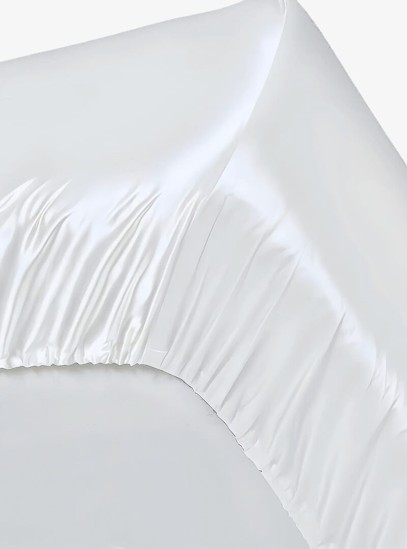 100% Mulberry Silkki Aluslakana (OEKO-TEX) Valkoinen