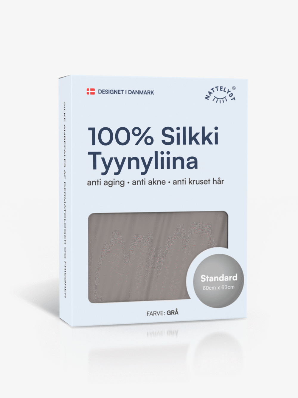 100% Mulberry Silkki Tyynyliina (OEKO-TEX) Vaaleanharmaa