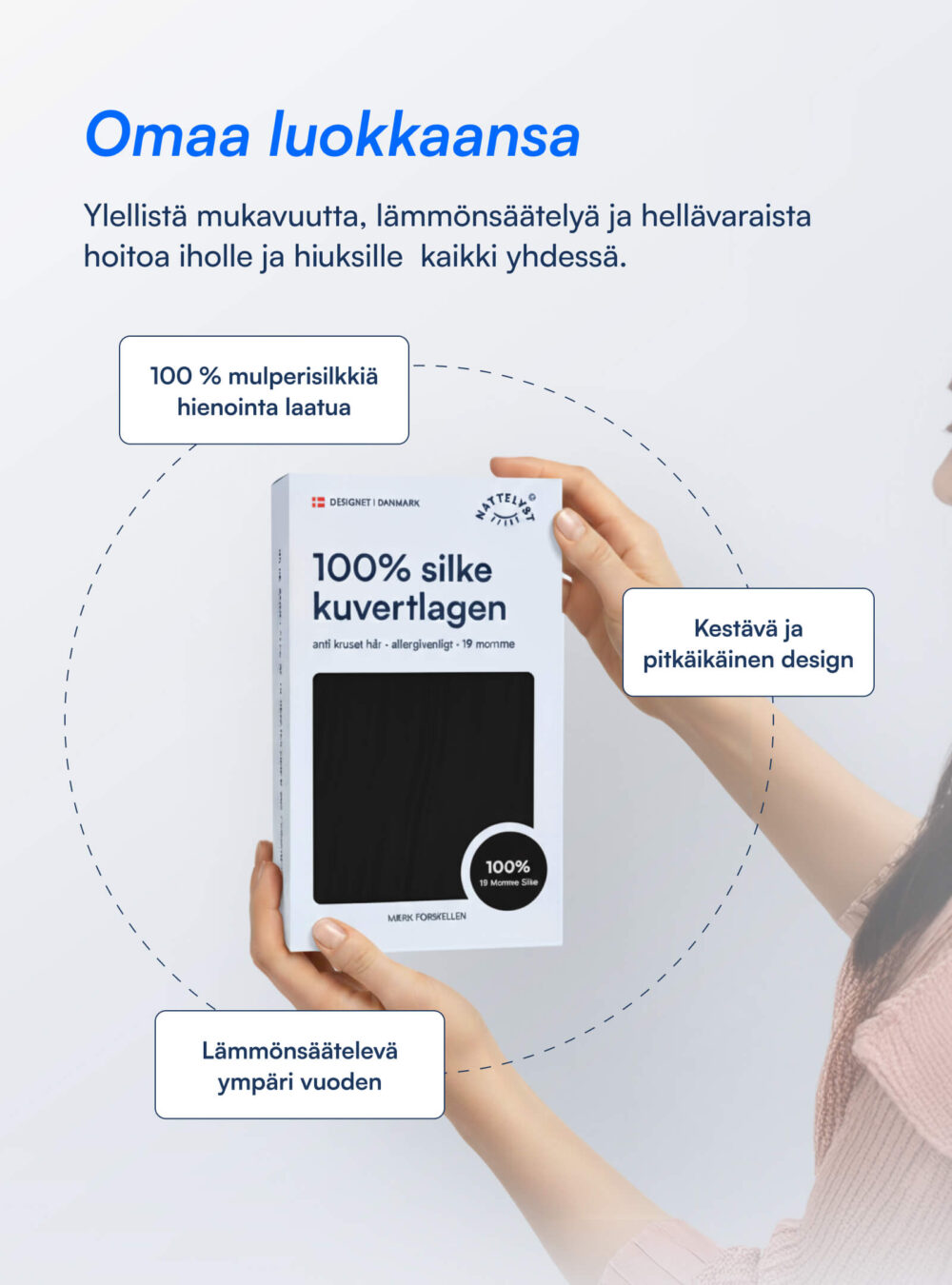 100% Mulberry Silkki Aluslakana (OEKO-TEX) Musta