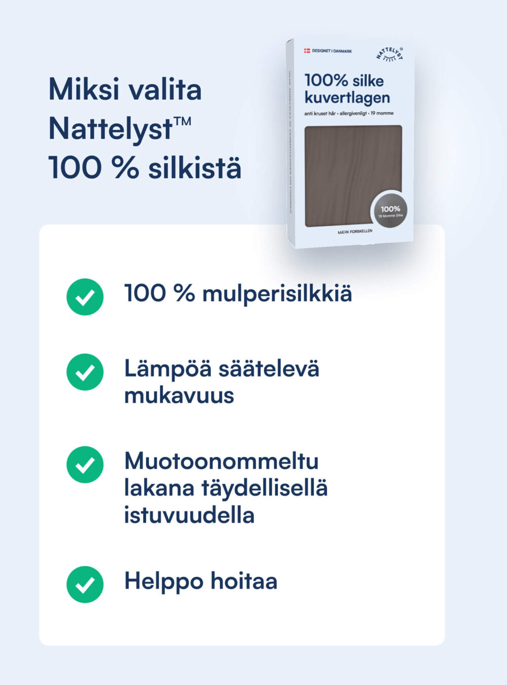 100% Mulberry Silkki Aluslakana (OEKO-TEX) Tummanharmaa