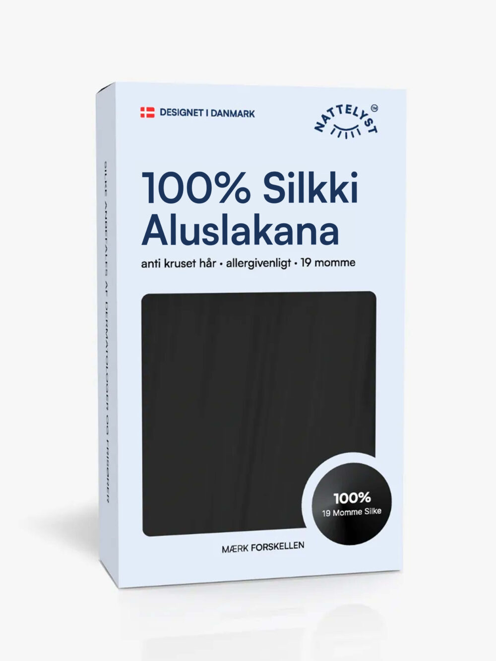 100% Mulberry Silkki Aluslakana (OEKO-TEX) Musta