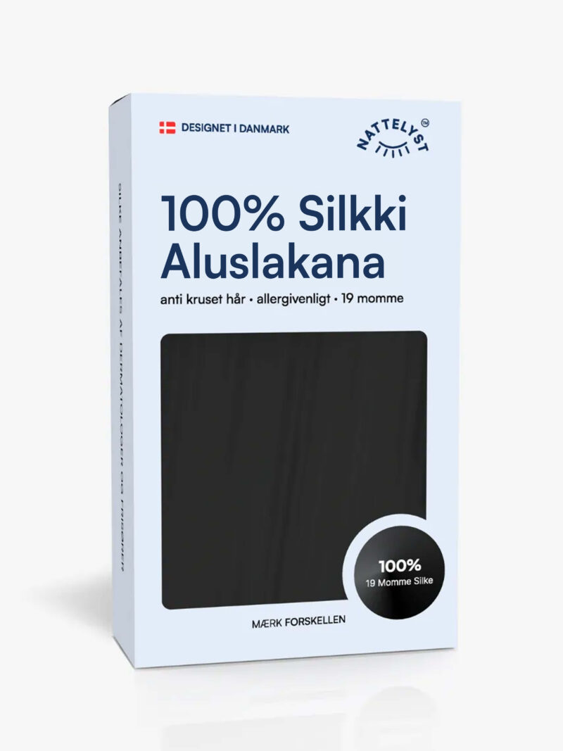 100% Mulberry Silkki Aluslakana (OEKO-TEX) Musta