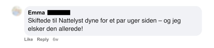 Brugers kommentar: Skiftede til Nattelyst dyne for et par uger siden og elsker den allerede