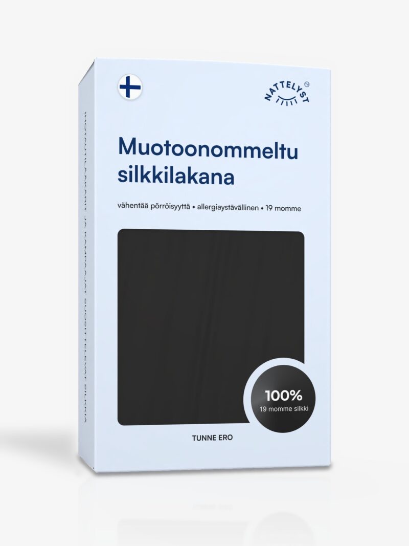 Muotoonommeltu lakana, 100 % mulperisilkkiä (OEKO-TEX) musta